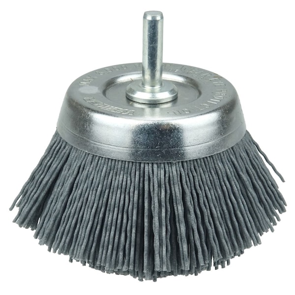 Weiler 2-3/4" Nylox Utility Cup Brush .040/120SC Crimped Fill 1/4" Stem 14404 - main